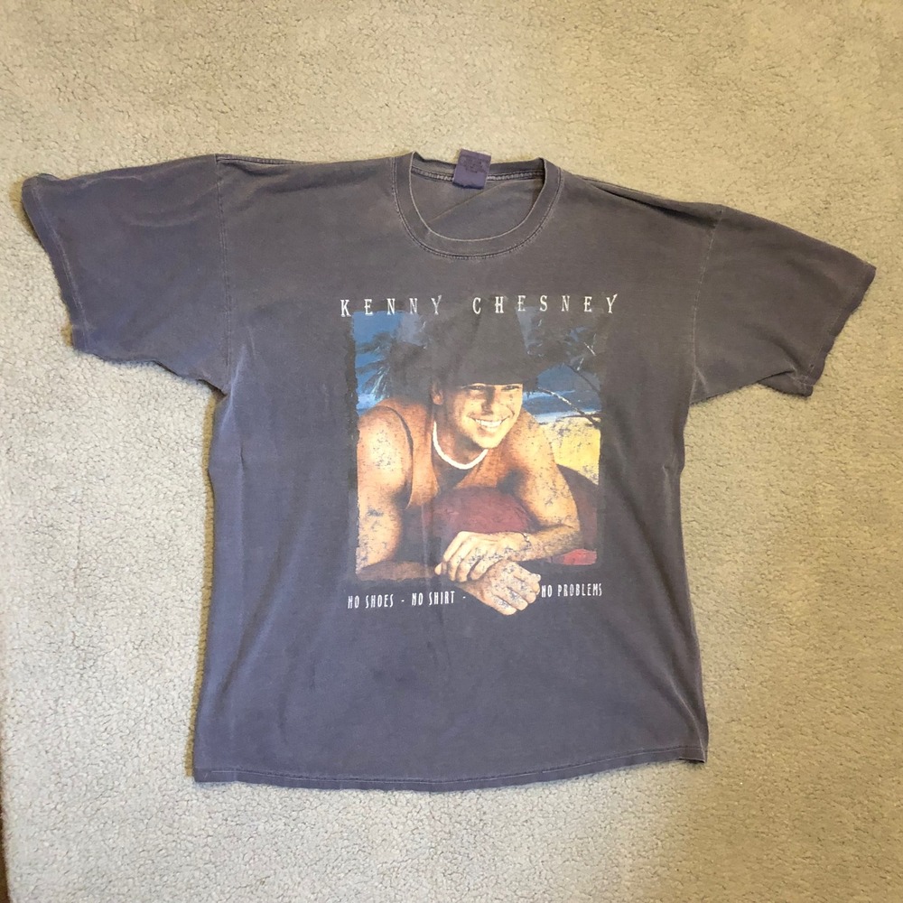 Vintage Kenny Chesney 2002 Tour Shirt No Shoes No Shirt No‎ Problem XL Black